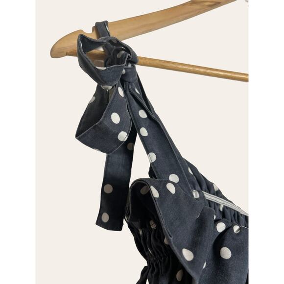 DL1961 Dennet Tie-Strap Polka-Dot Print Ruffled Cropped Tank Top Size Medium - Picture 6 of 11